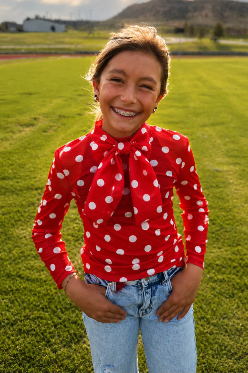 MINI KICKOFF SEASON MESH TOP- Red