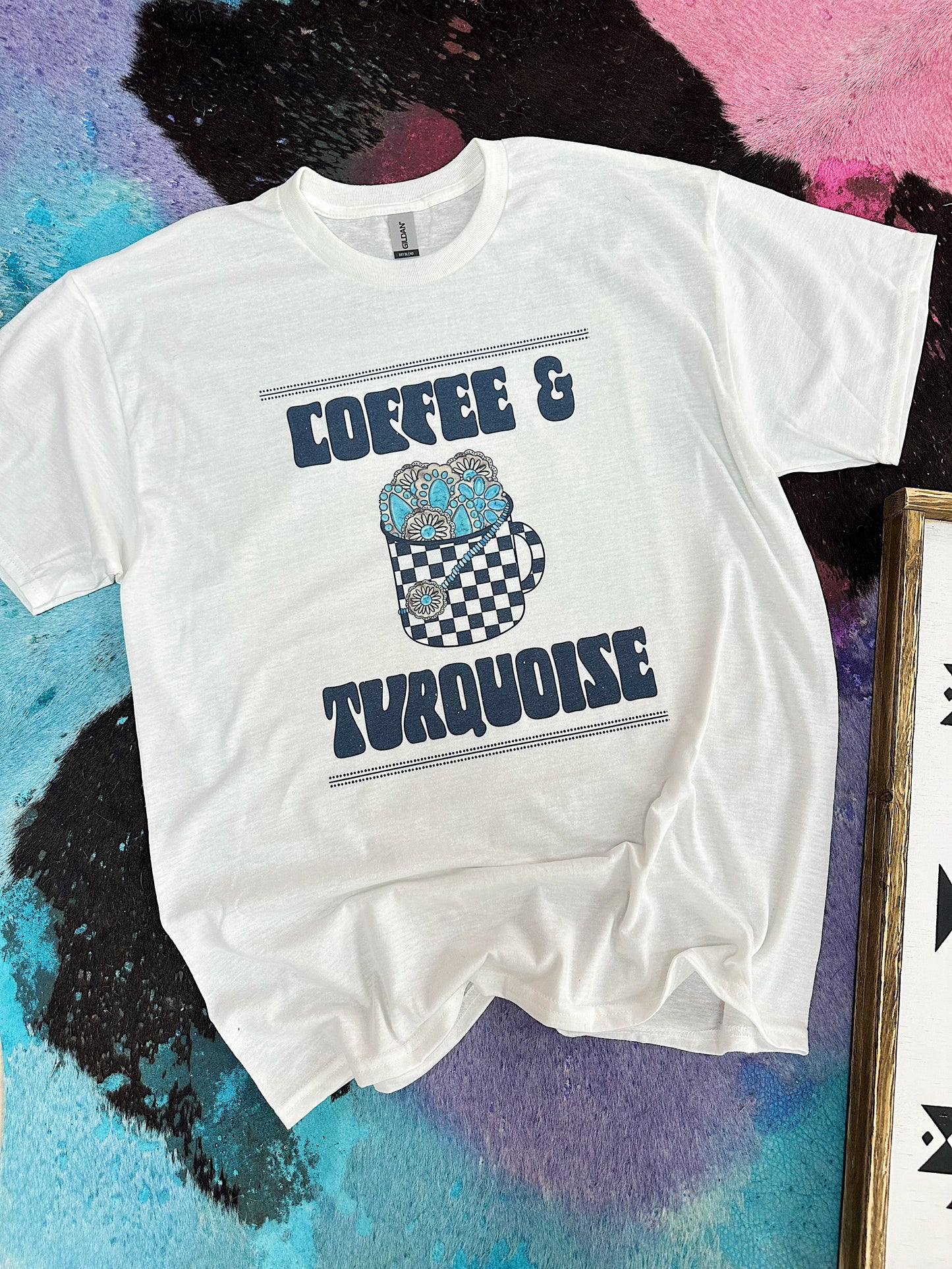 Coffee & Turquoise TEE or CREWNECK
