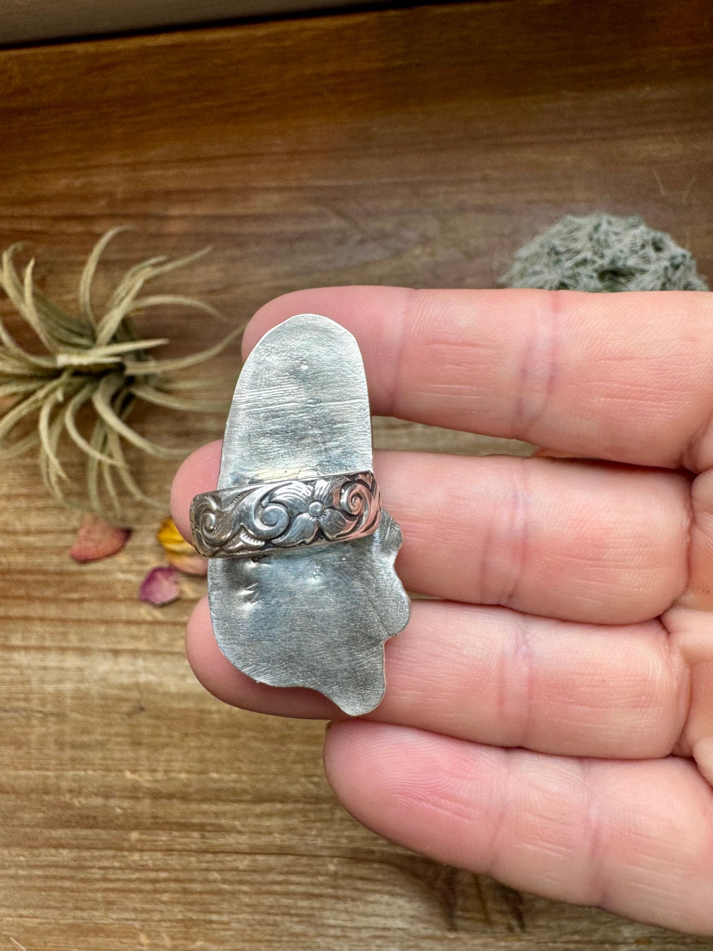 MJ collection - long turquoise stone ring - Size 6 - sterling silver
