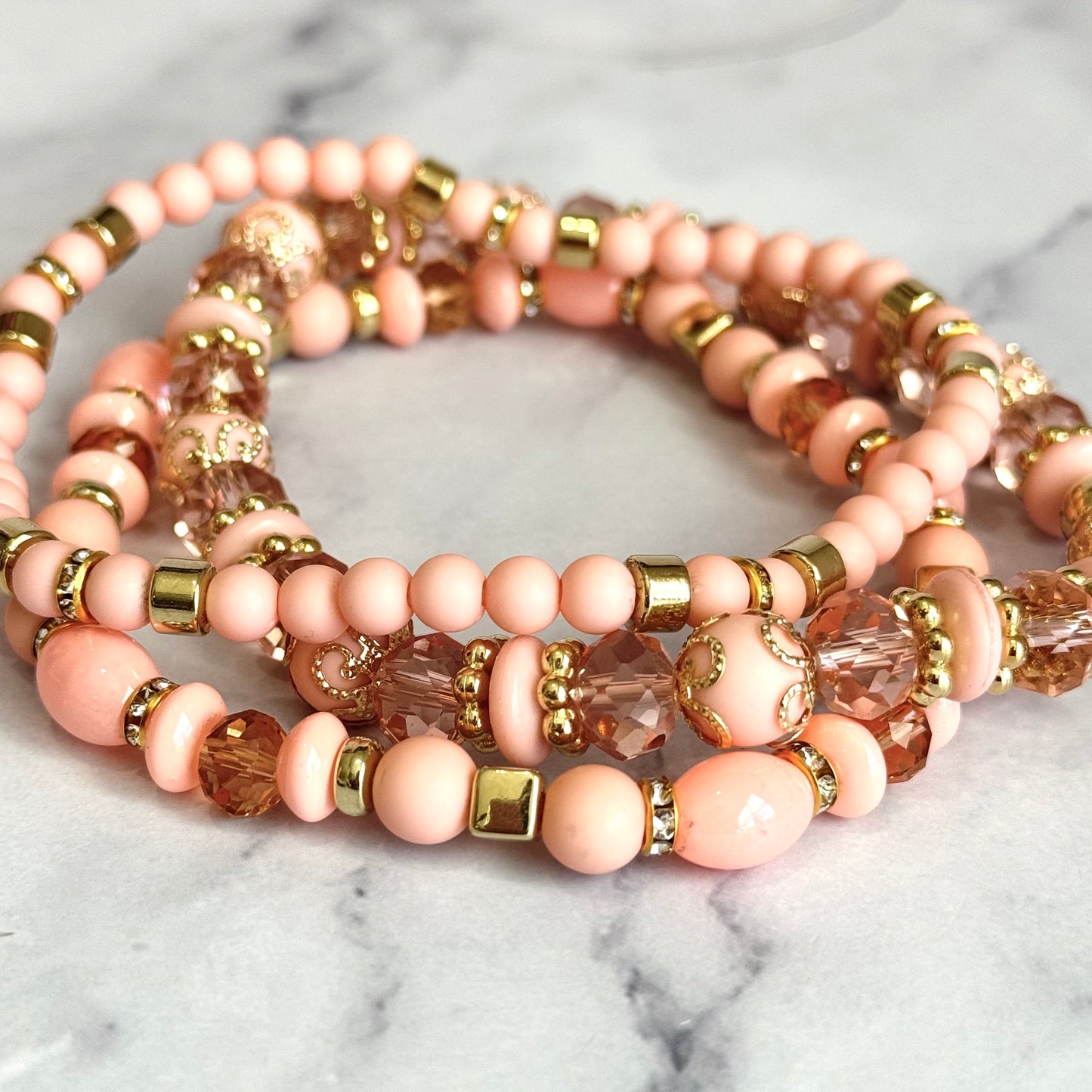 Peachy Pink Tumbler Bracelet Stack -fits 30-40oz