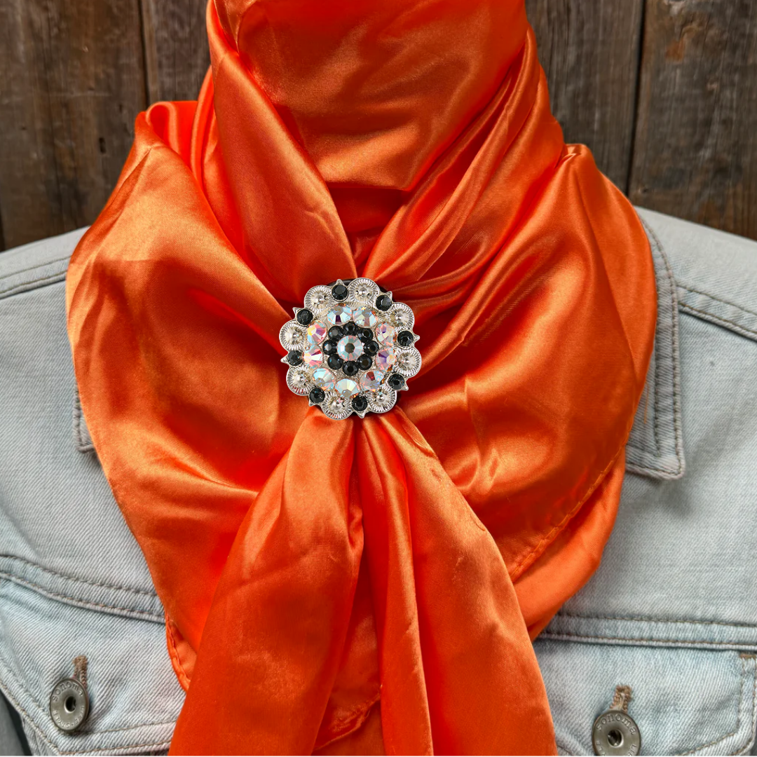 35X35" Solid Orange Wild Rag / Scarf WRS20 - Crystal Concho Wild Rag Slides - Assorted