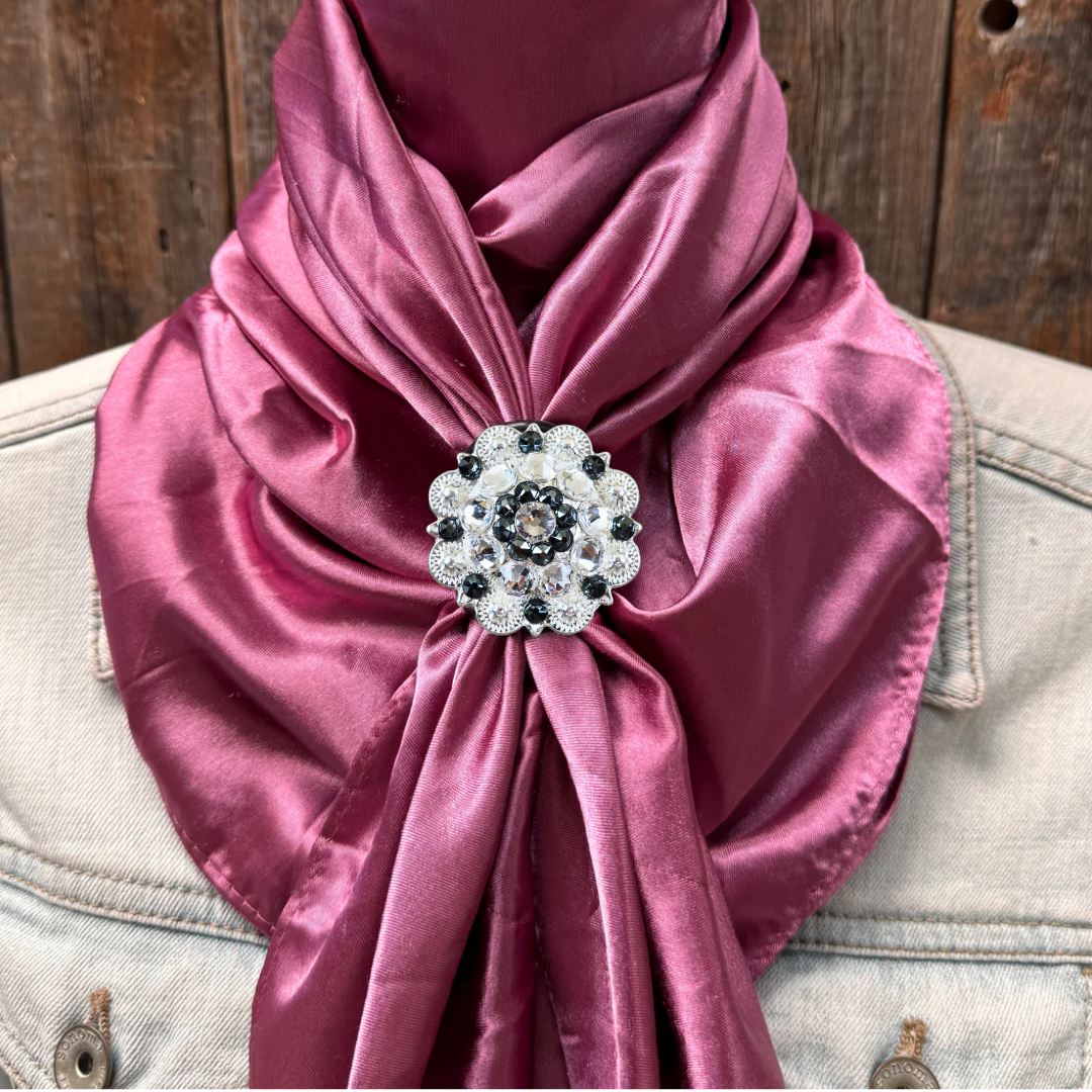 35X35" Solid Rose Wild Rag / Scarf WRS6 - Crystal Concho Wild Rag Slides - Assorted