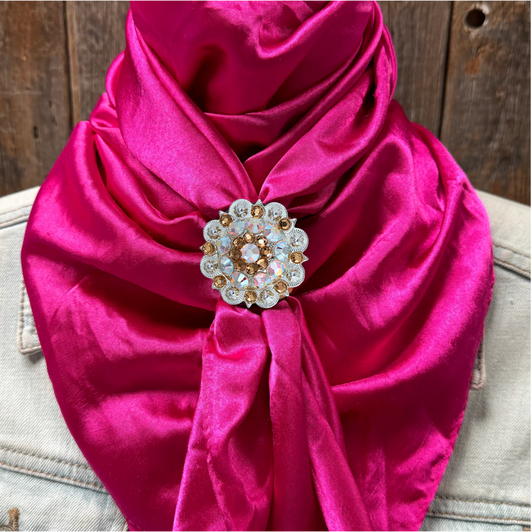 35X35" Solid Fuchsia Wild Rag / Scarf WRS12 - Crystal Concho Wild Rag Slides - Assorted