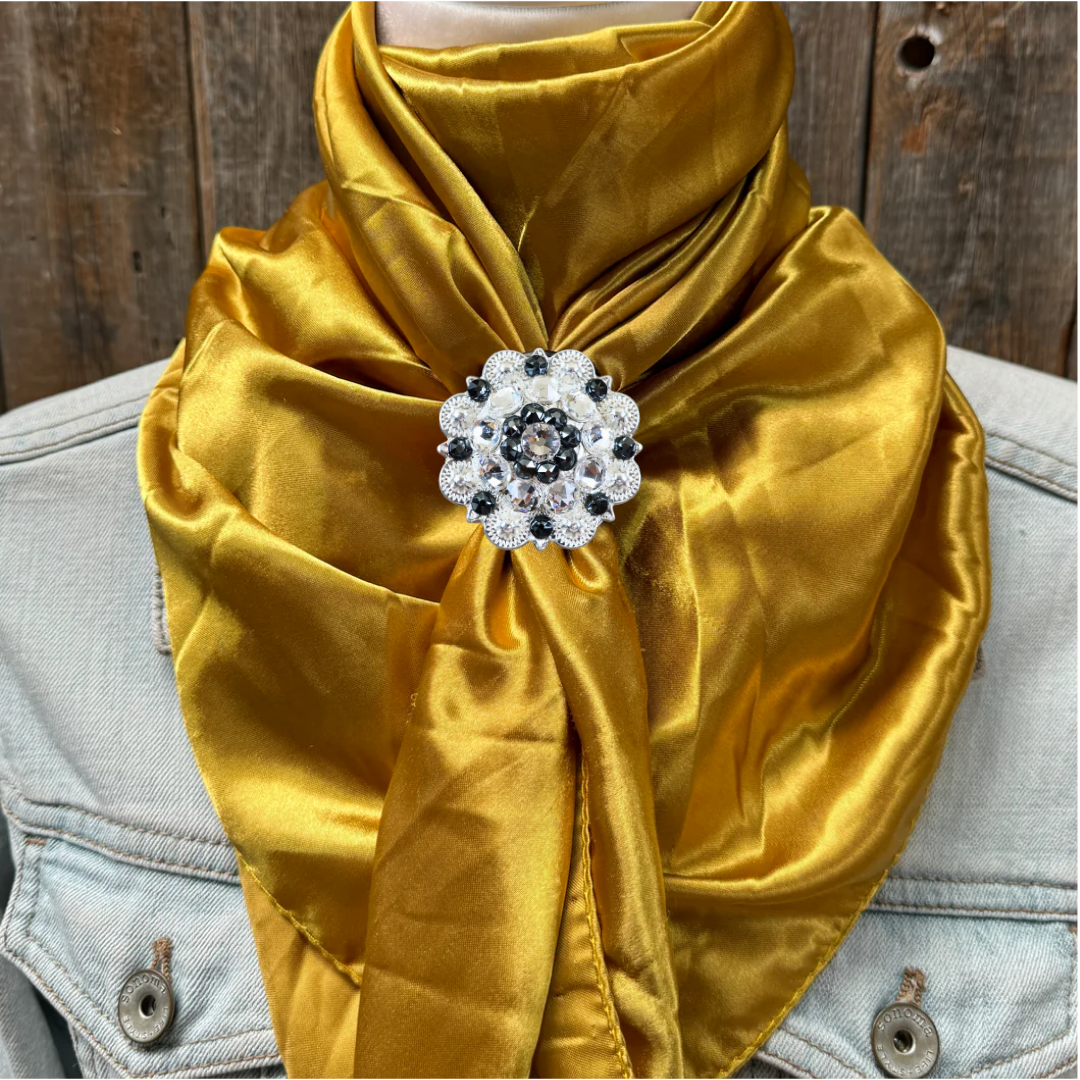 35X35" Solid Mustard Yellow Wild Rag / Scarf WRS19 - Crystal Concho Wild Rag Slides - Assorted