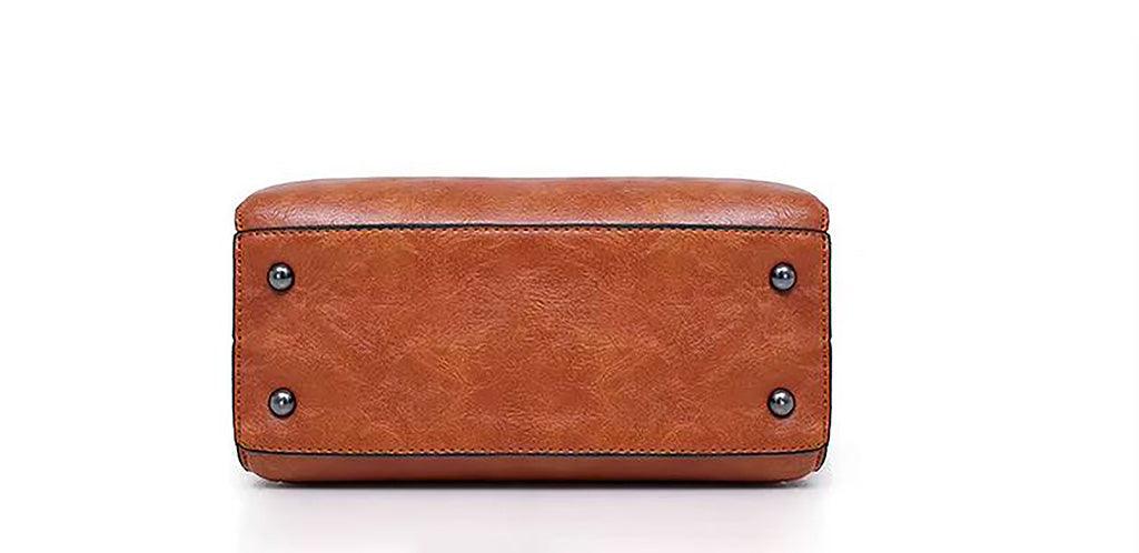 Vintage Leather 4-Piece Messenger Bag Set | Luxury Leather Tote, Clutch & Wallet Set