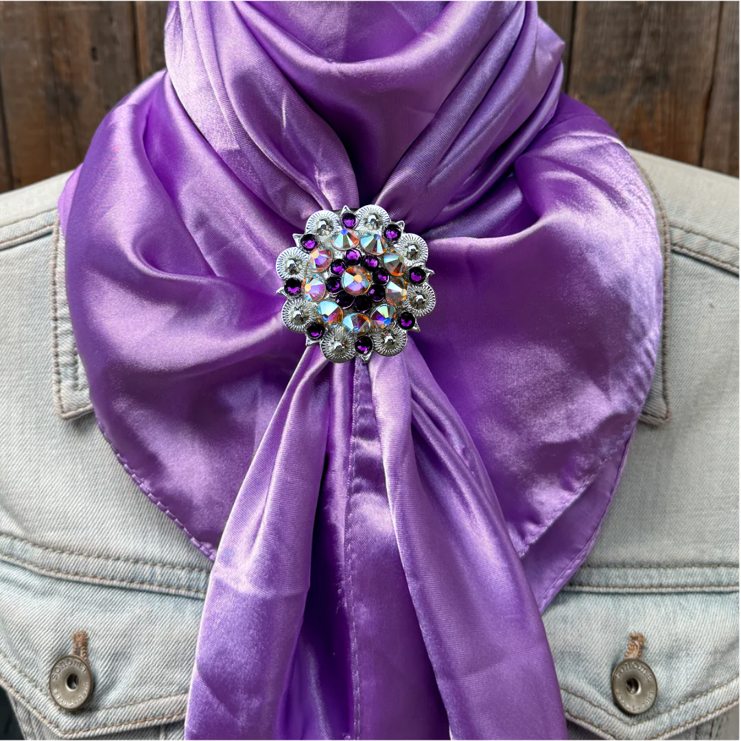 35X35" Solid Lavender Wild Rag / Scarf WRS13 - Crystal Concho Wild Rag Slides - Assorted