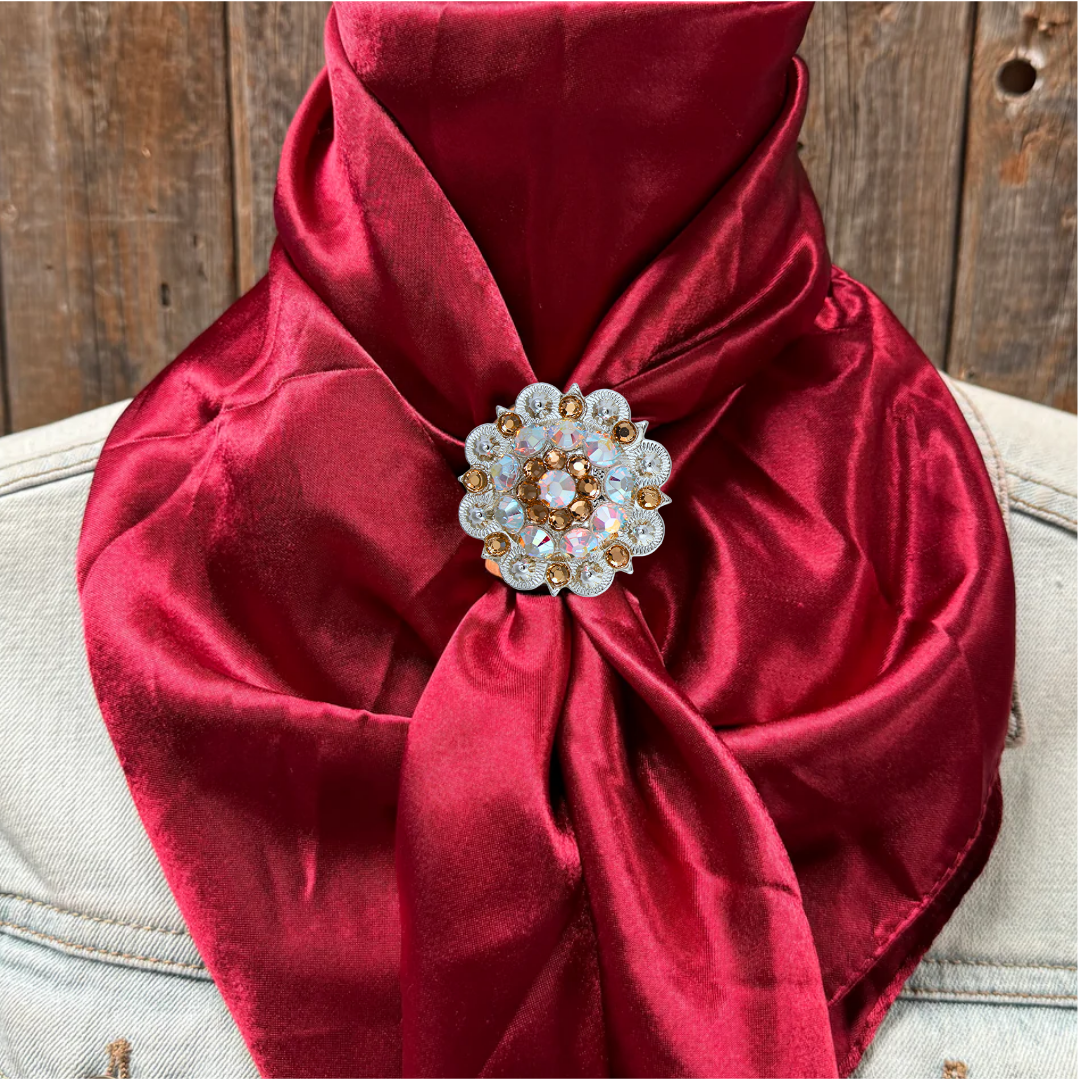 35X35" Solid Burgundy Wild Rag / Scarf WRS14 - Crystal Concho Wild Rag Slides - Assorted