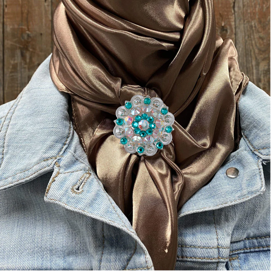 35X35" Solid Tan Wild Rag / Scarf WRS7 - Crystal Concho Wild Rag Slides - Assorted