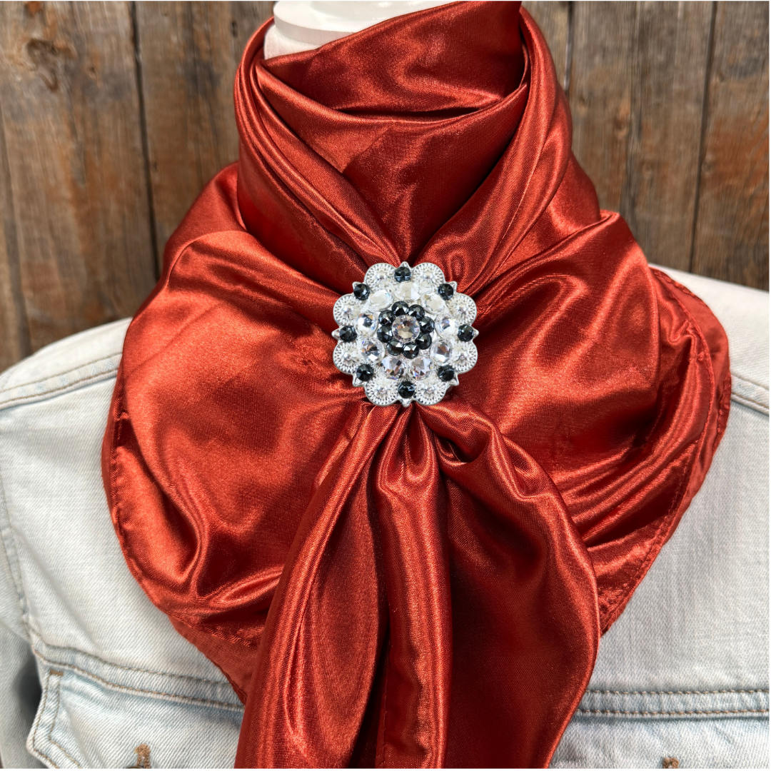 35X35" Solid Rust Wild Rag / Scarf WRS16 - Crystal Concho Wild Rag Slides - Assorted