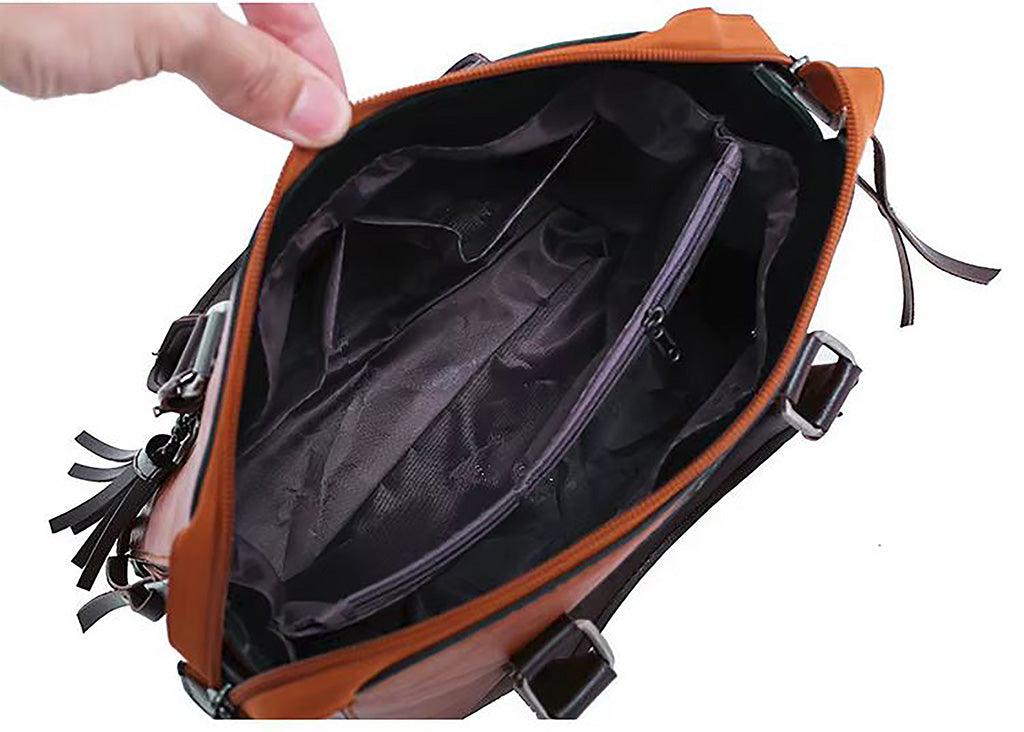 Vintage Leather 4-Piece Messenger Bag Set | Luxury Leather Tote, Clutch & Wallet Set