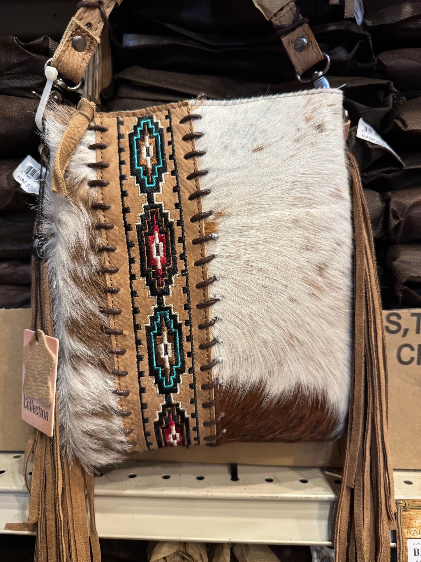 BA2150 Aztec Fringe Crossbody Purse