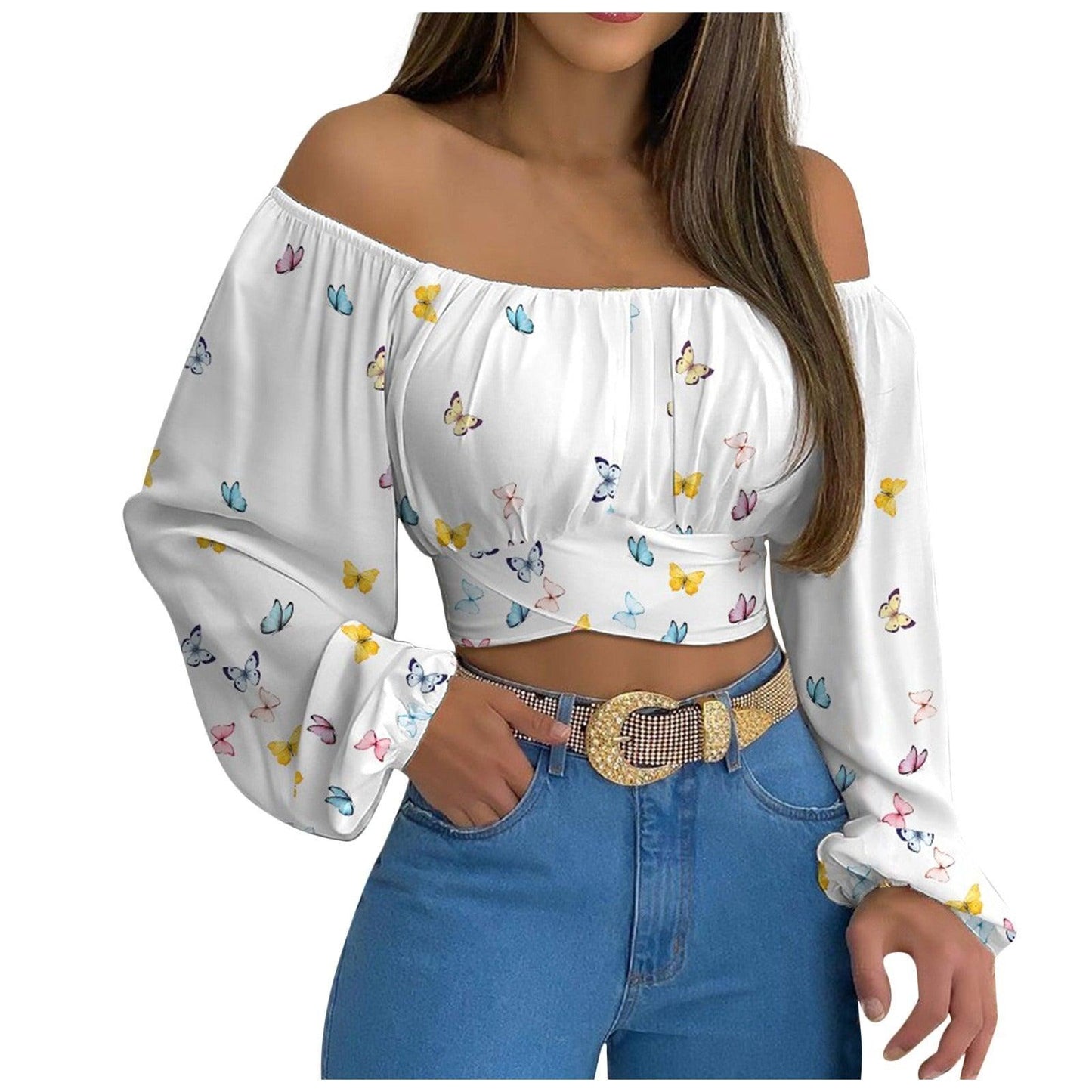 Off Shoulder Cross Tie Long Sleeve Top | Sexy & Trendy Cowgirl Look