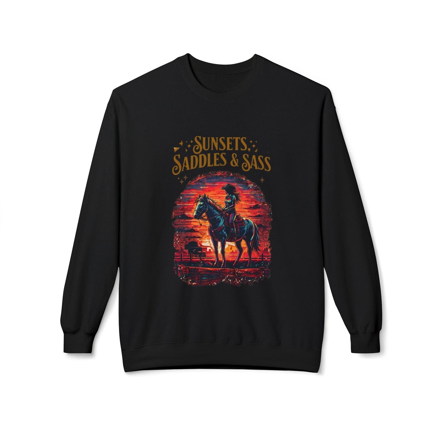 Sunsets Saddles and Sass Softstyle Fleece Crewneck Sweatshirt