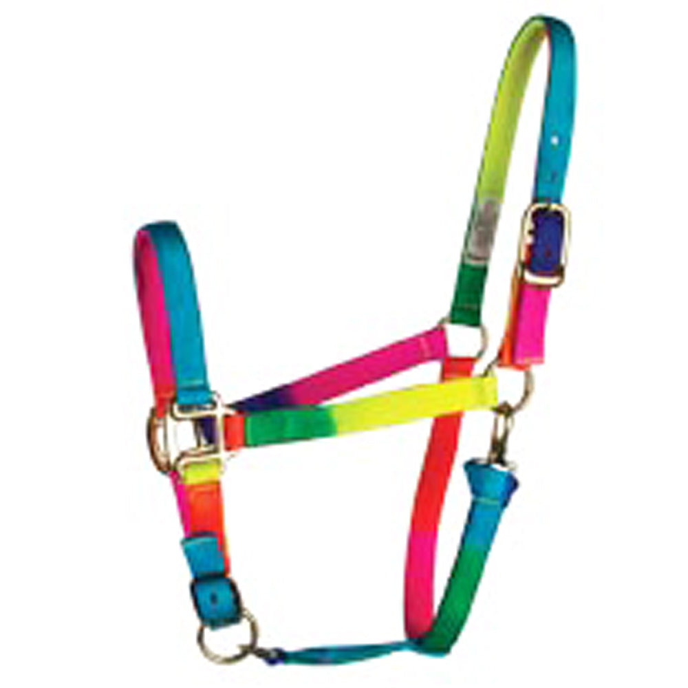 Medium Hilason Horse Tack Rainbow 3Ply Adjustable Nylon Halter