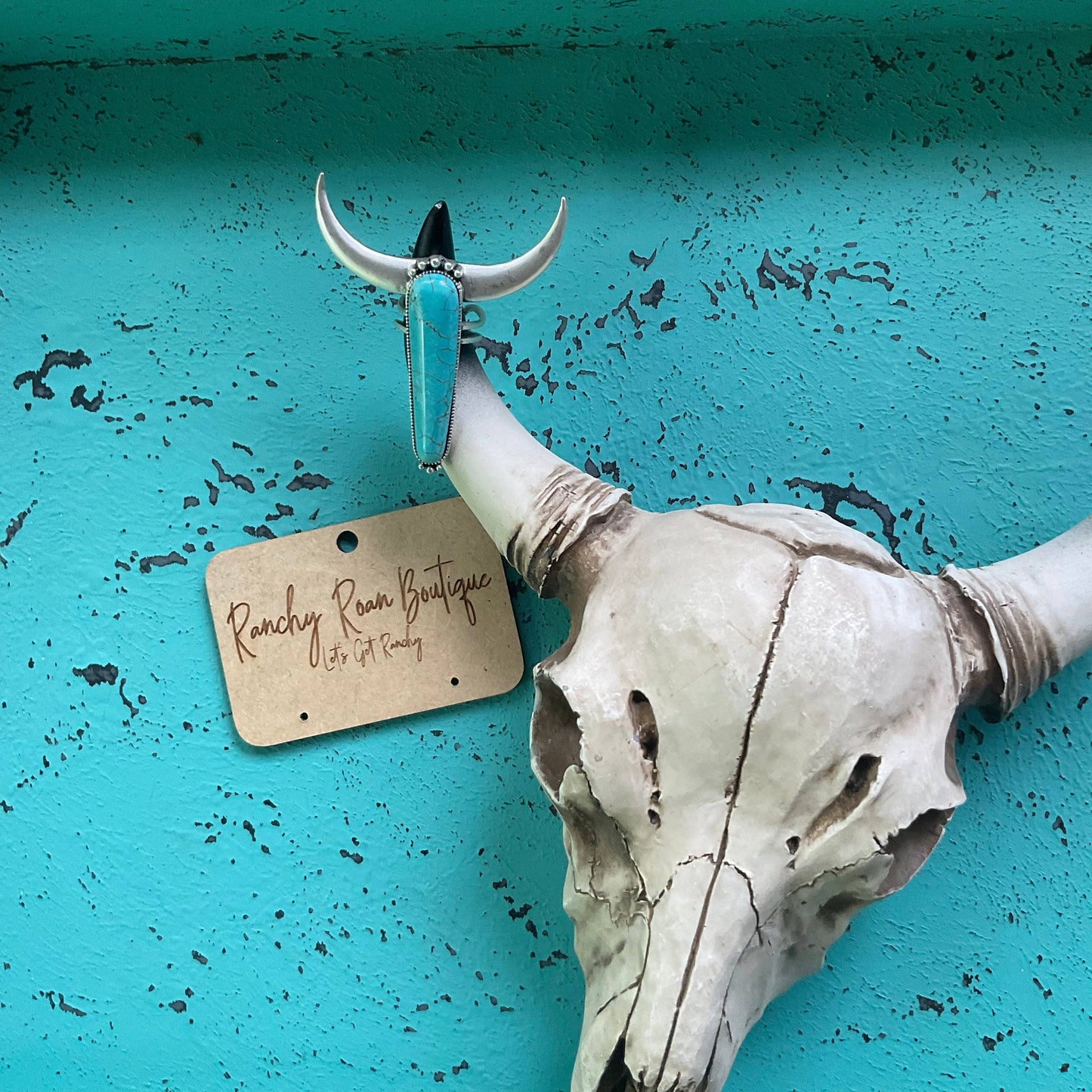 Turquoise Longhorn Buffalo Stone Ring