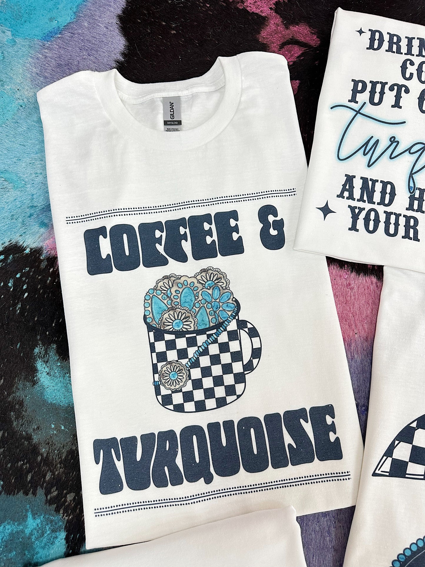 Coffee & Turquoise TEE or CREWNECK