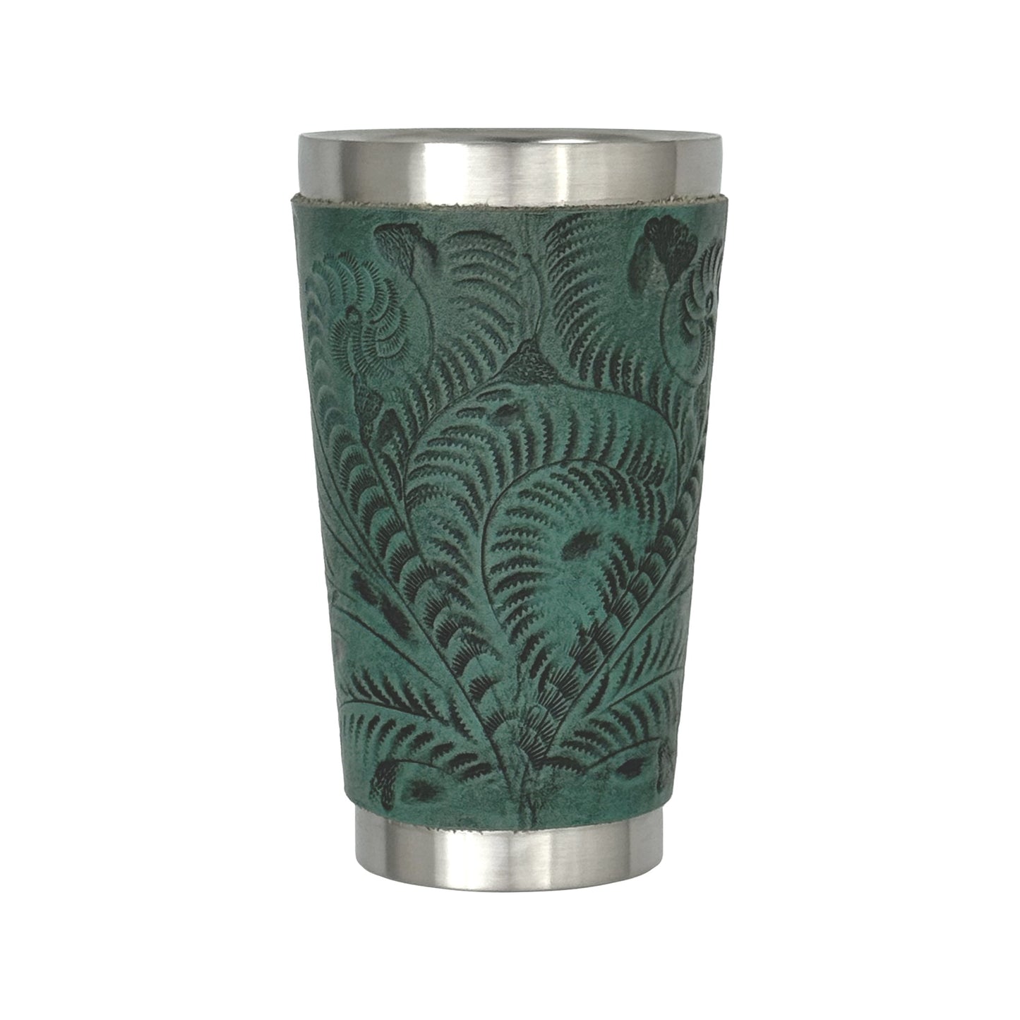 American West at Home Insulated Stainless Steel Cup with Tooled Leather