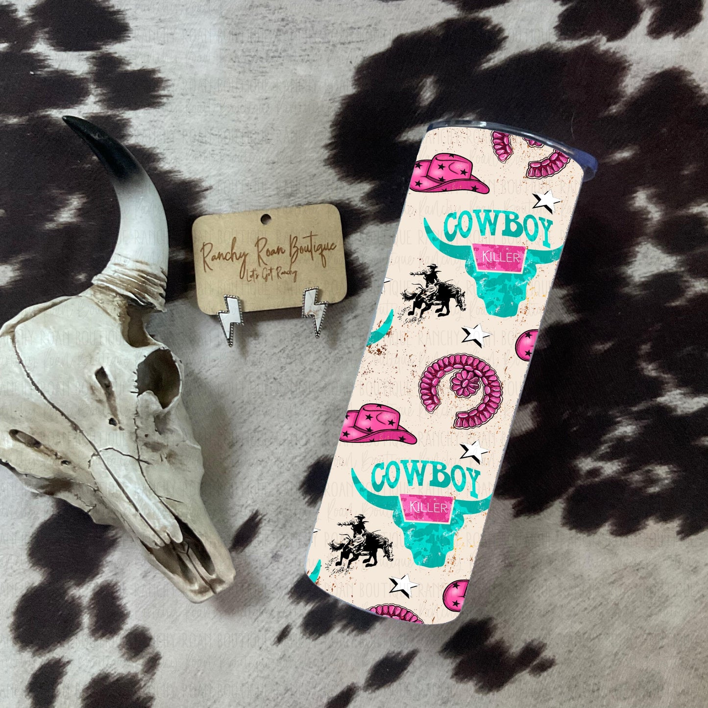 Neon Cowboy Killer Pink 20oz Skinny Tumbler