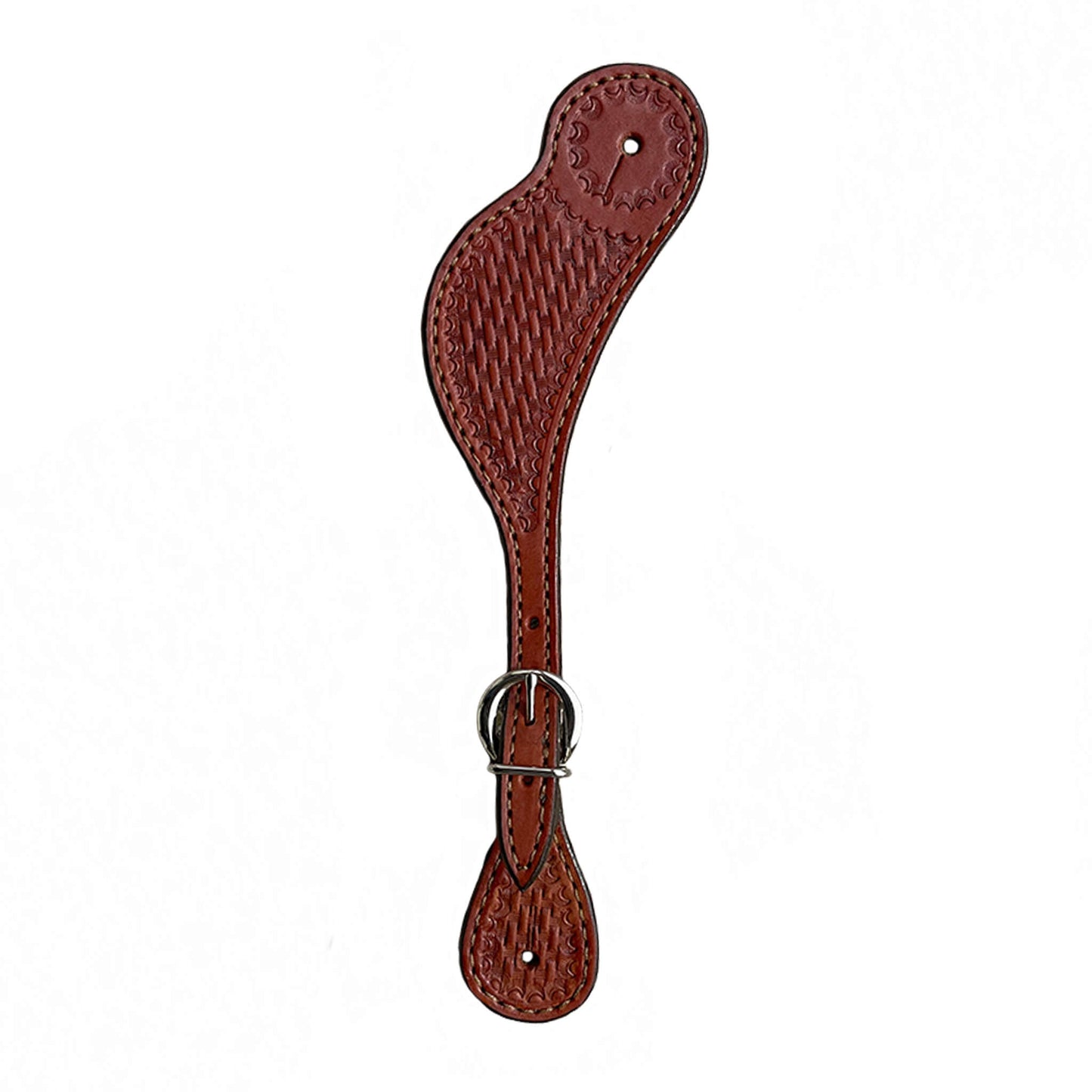 380-TK Men's spur straps toast leather basket tooled