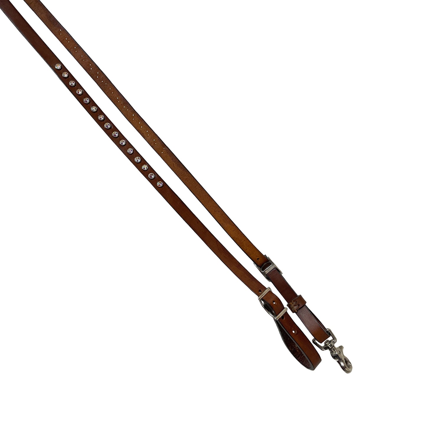 790-TJ 5/8" Roping rein toast leather with crystals and snap