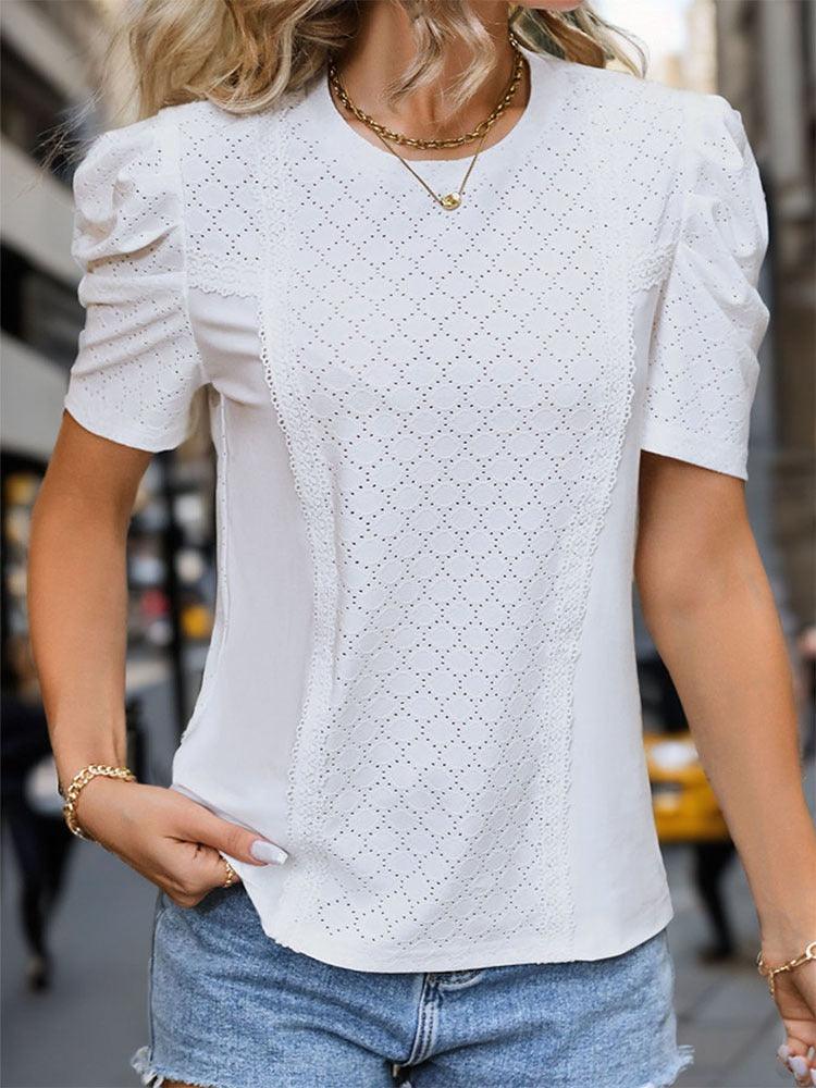 Effortless Chic Bubble Sleeve Top - Stylish and Trendy Blouse for Women