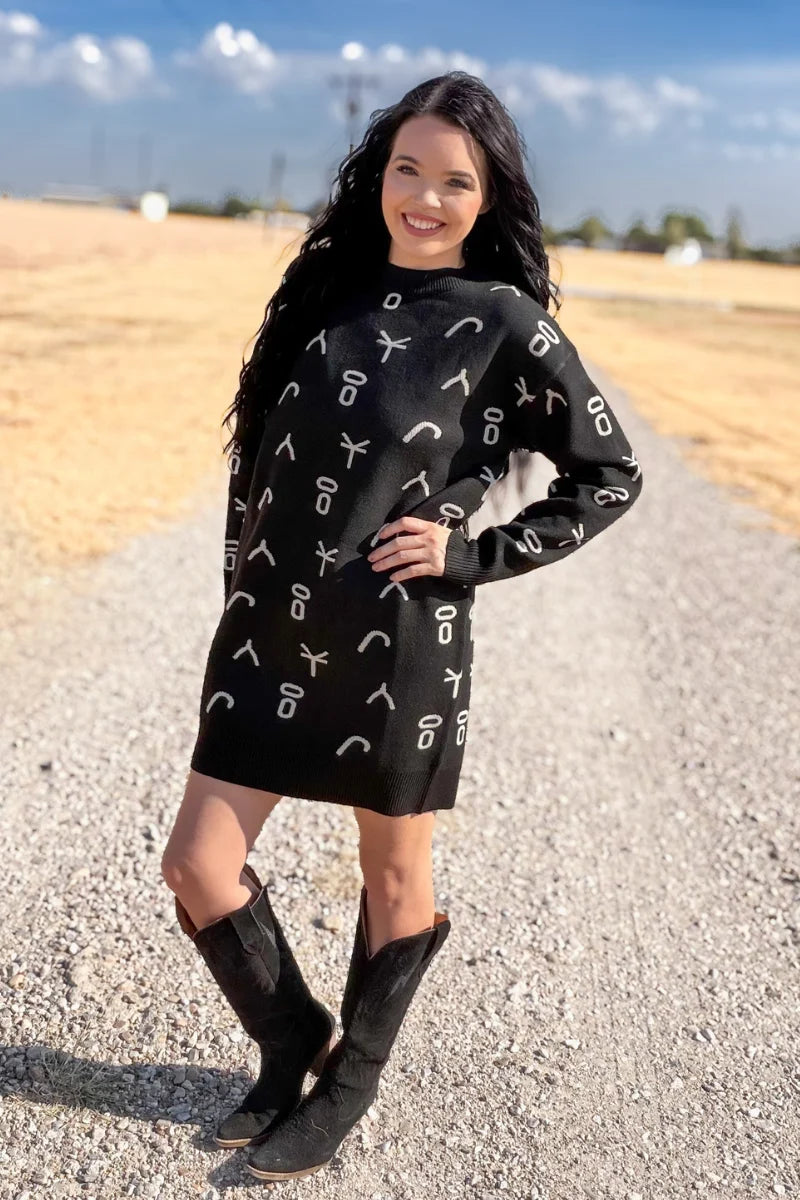 Ranch Stamped sweater Dress