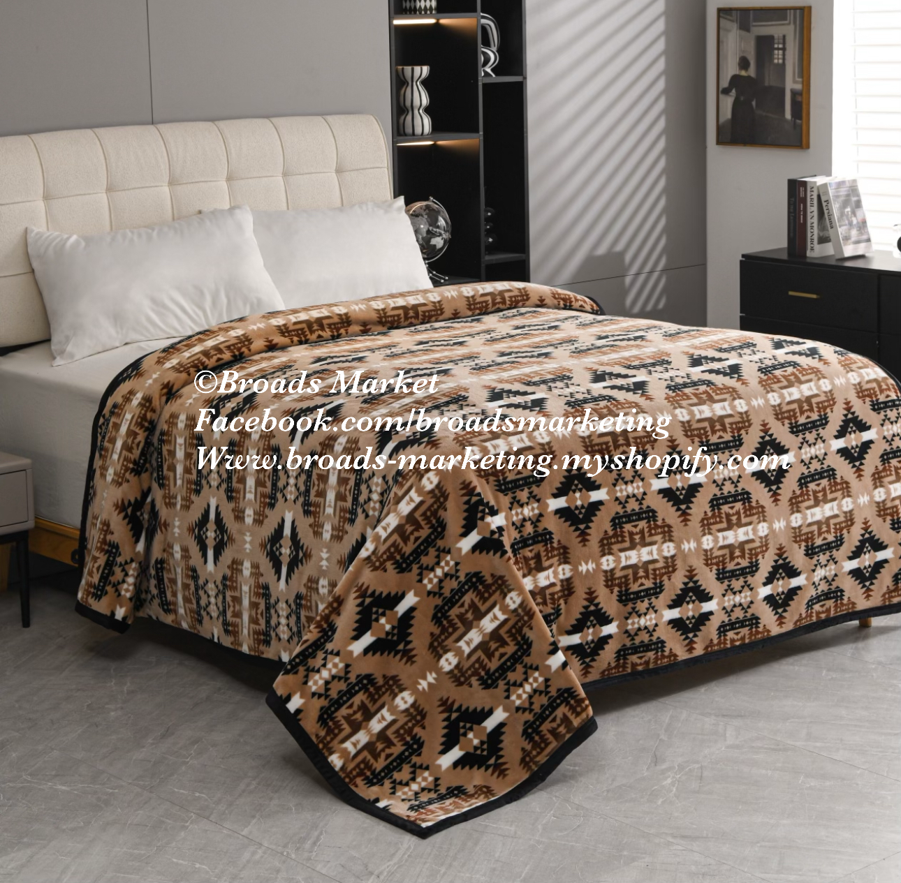 Odyssey Brown & Beige Super Plush Blanket