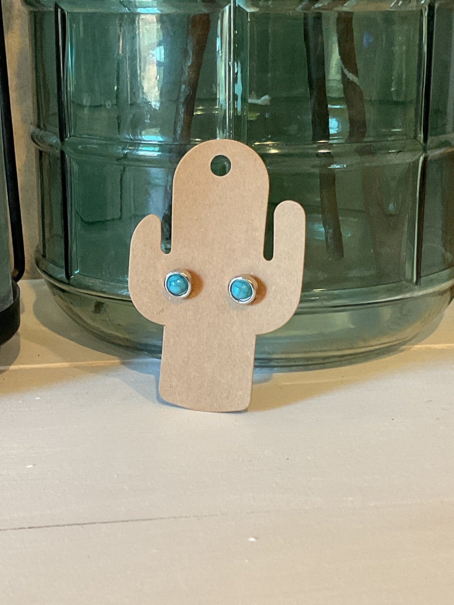 Turquoise Circle Stud Earrings