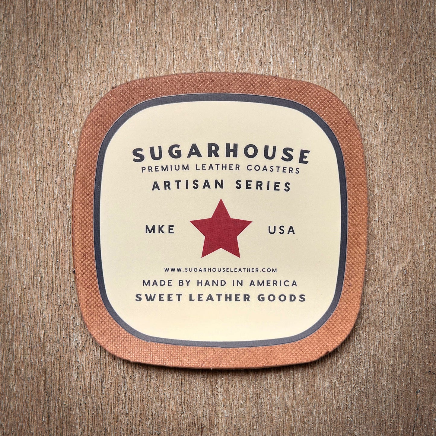 Artisan Leather Coaster Design 05
