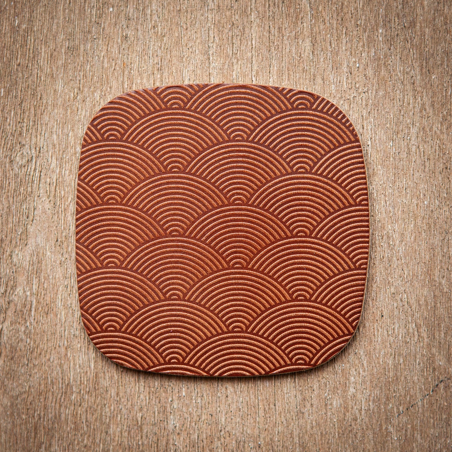Artisan Leather Coaster Design 08