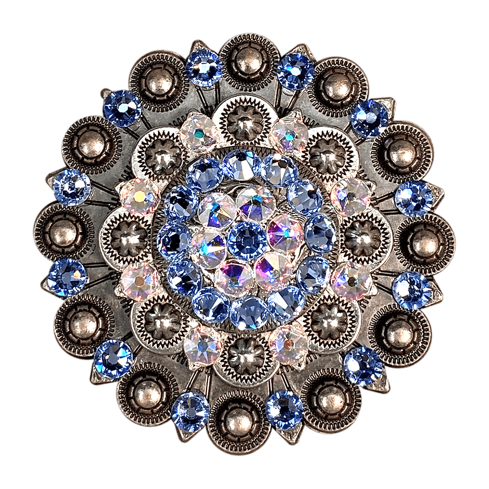 Light Sapphire & AB Antique Silver Berry Jacket European Crystal Concho