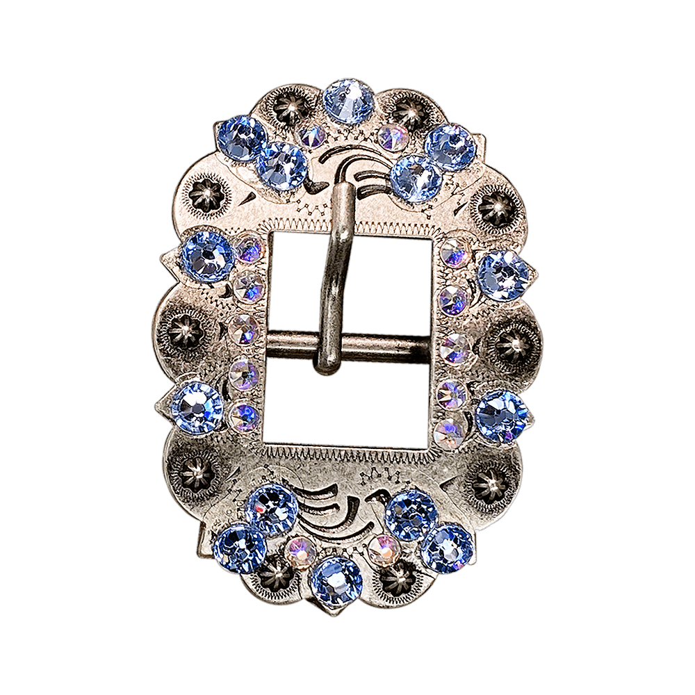 Light Sapphire & AB Antique Silver Cart Buckle European Crystal Concho