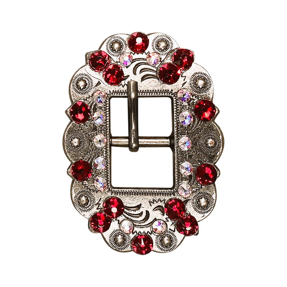 Red & AB Antique Silver European Crystal Cart Buckle