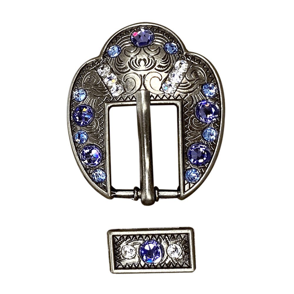 Light Sapphire Clear & Lilac Antique Silver European Crystal Fancy Buckle