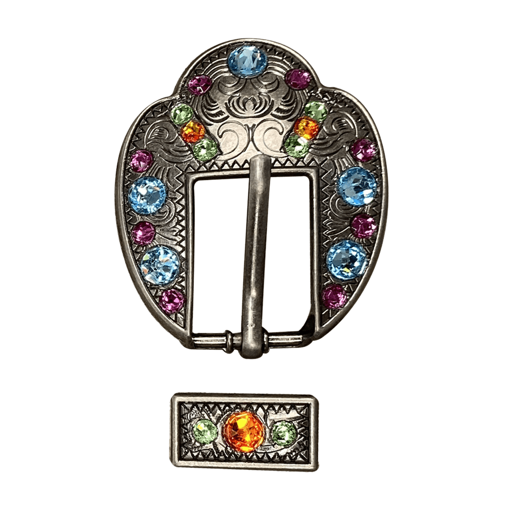 Tie Dye Antique Silver European Crystal Fancy Buckle