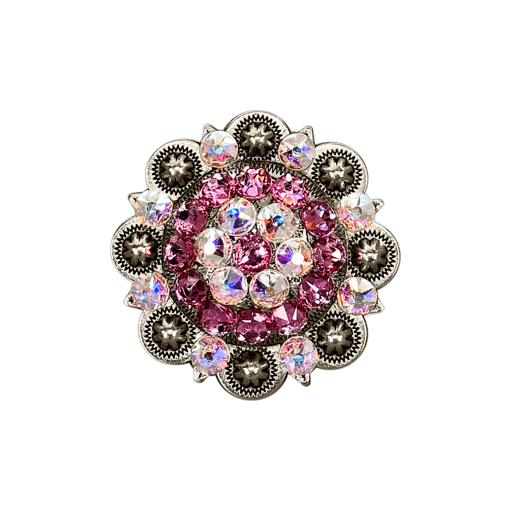 Pink & AB Antique Silver 2" European Crystal Concho