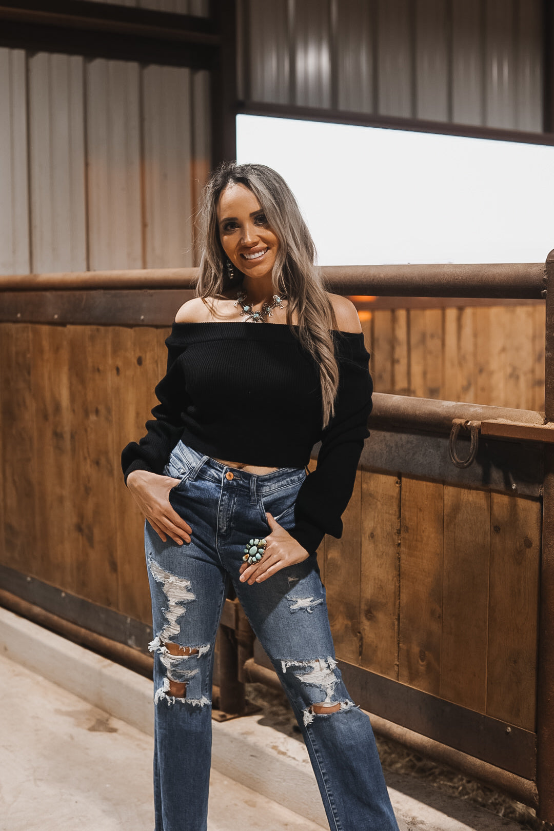 The Off Shoulder Sweater Top - small
