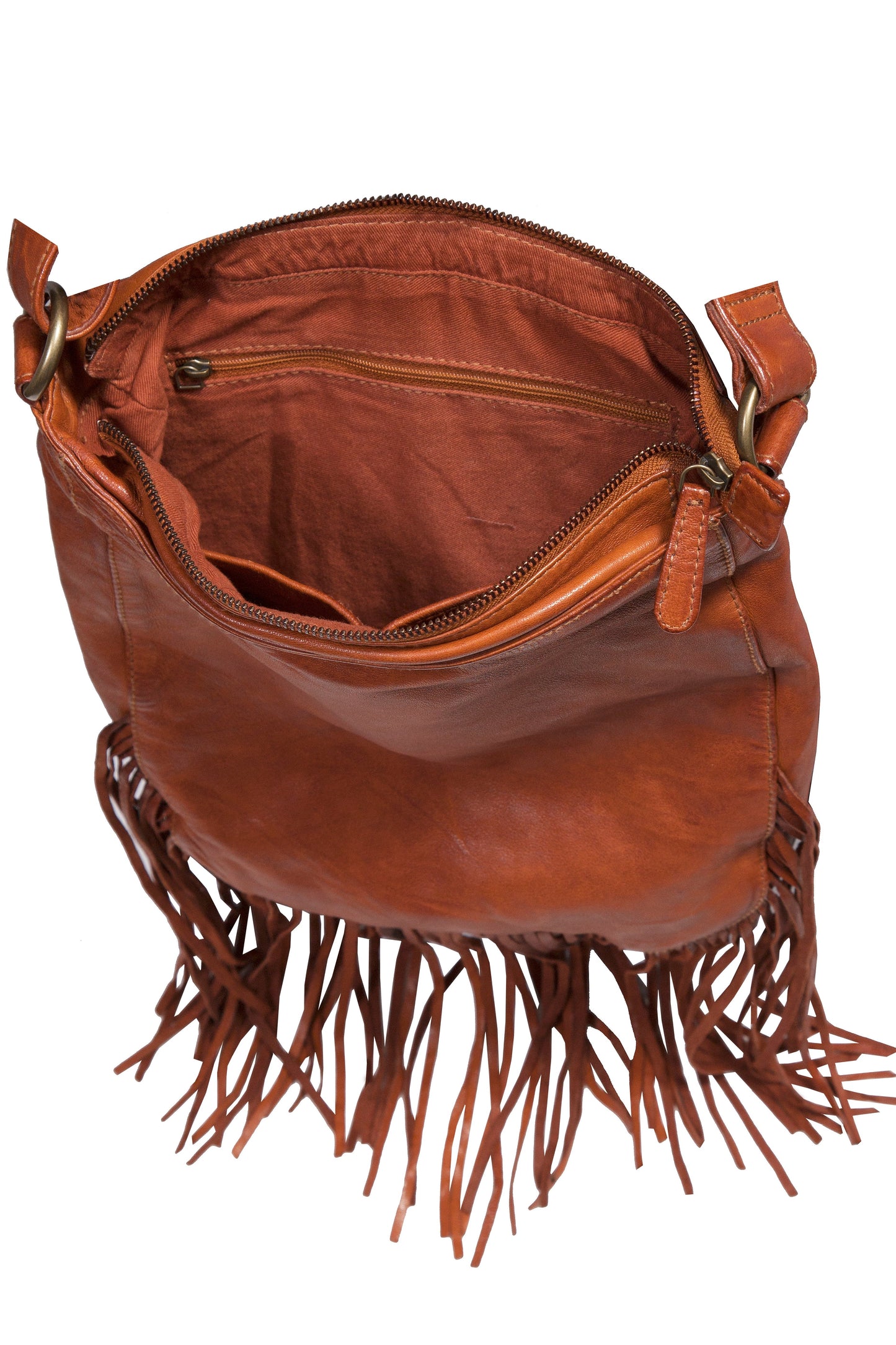 Fringe/lace Cognac Handbag - B180