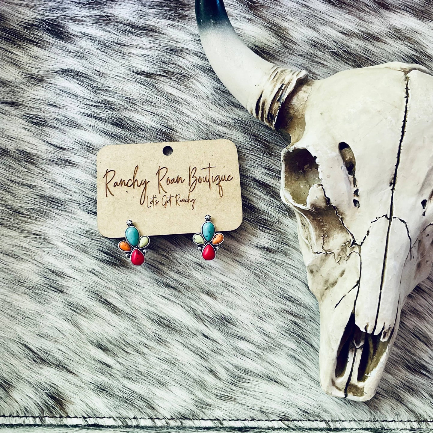 Multi Colored Tri Stone Western Studs