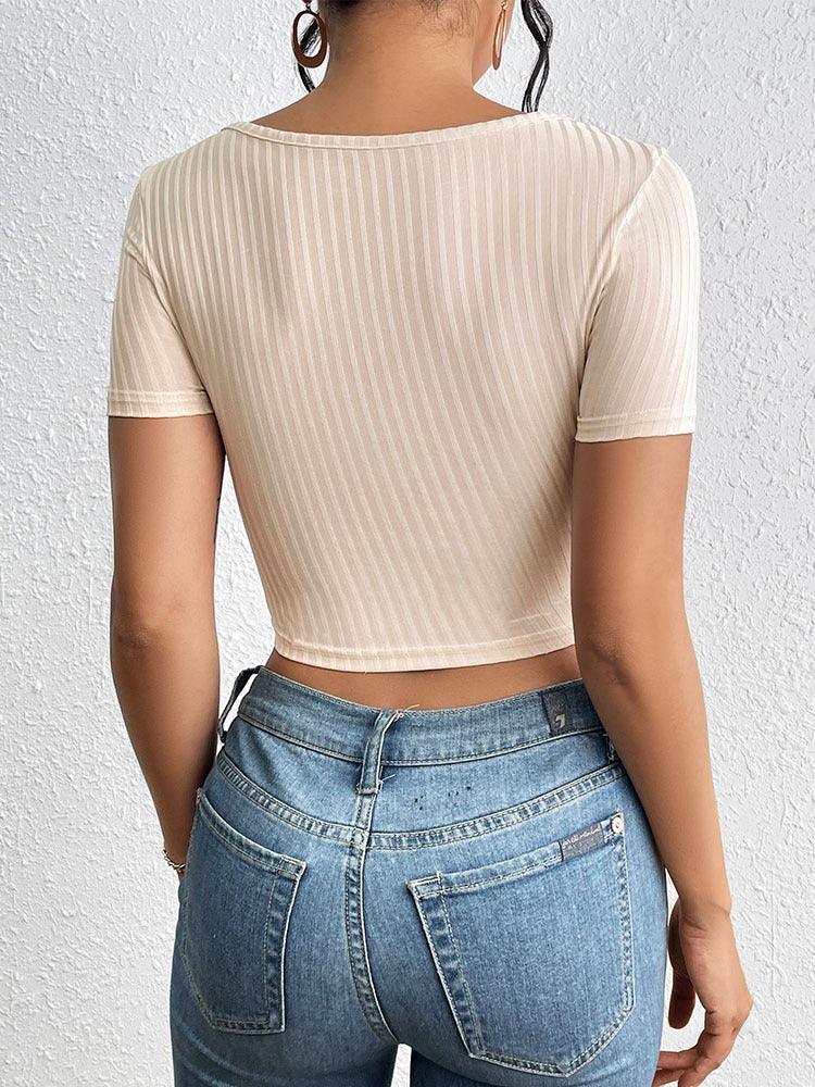 Silky Textured Crop Top – Chic Asymmetrical Collar Top for Casual & Formal Wear