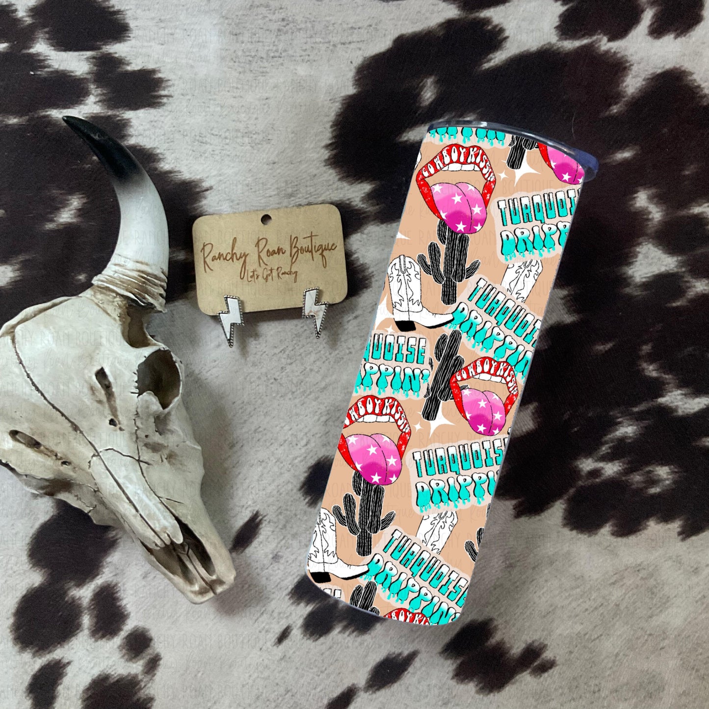 Turquoise Drippin Cowboy 20oz Skinny Tumbler