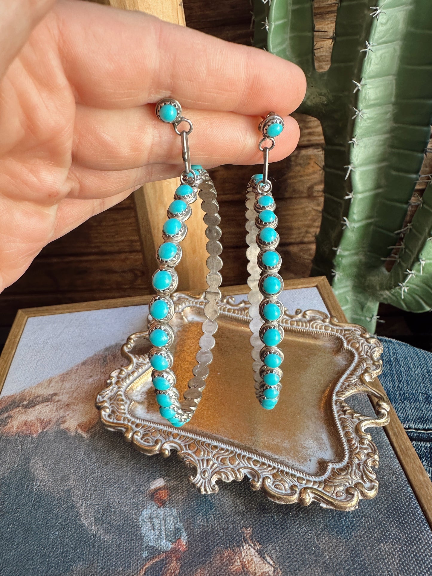 The Turquoise Stone Hoops