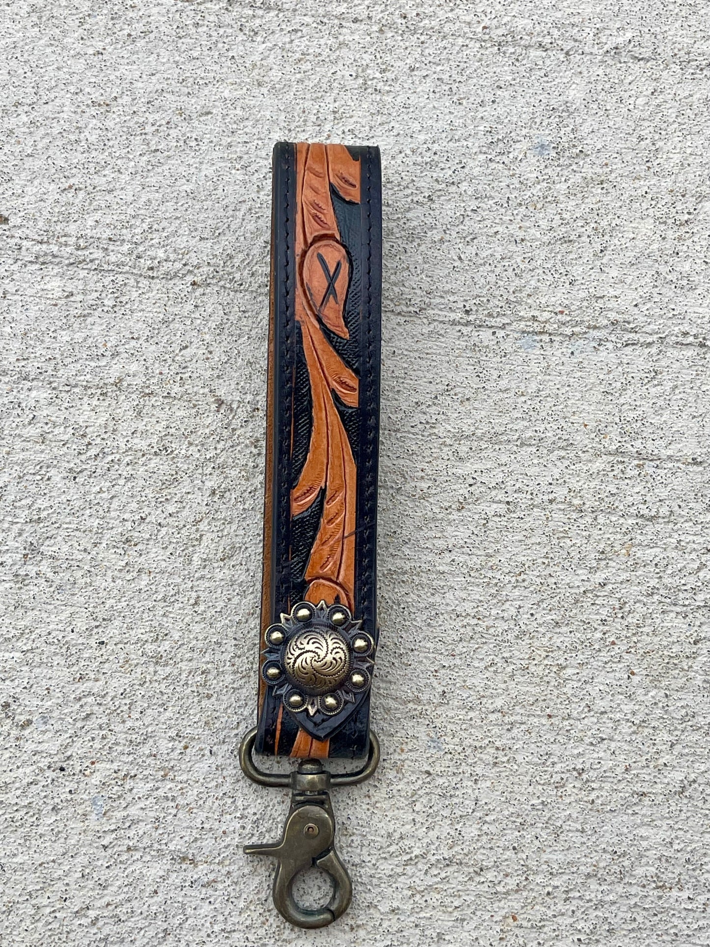Tooled Leather Keychain
