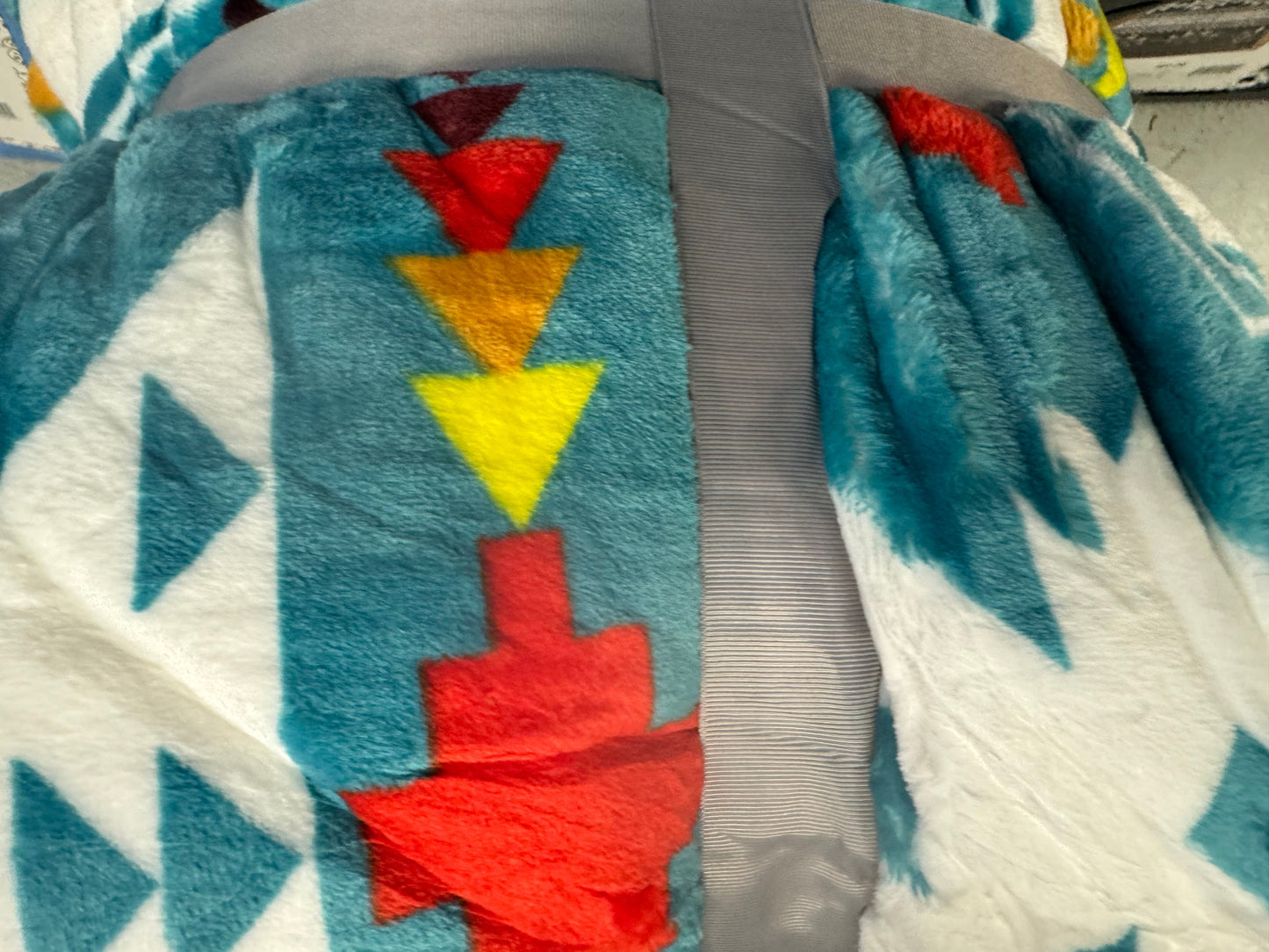 Turquoise Aztec Cross Blue Super Plush Blanket