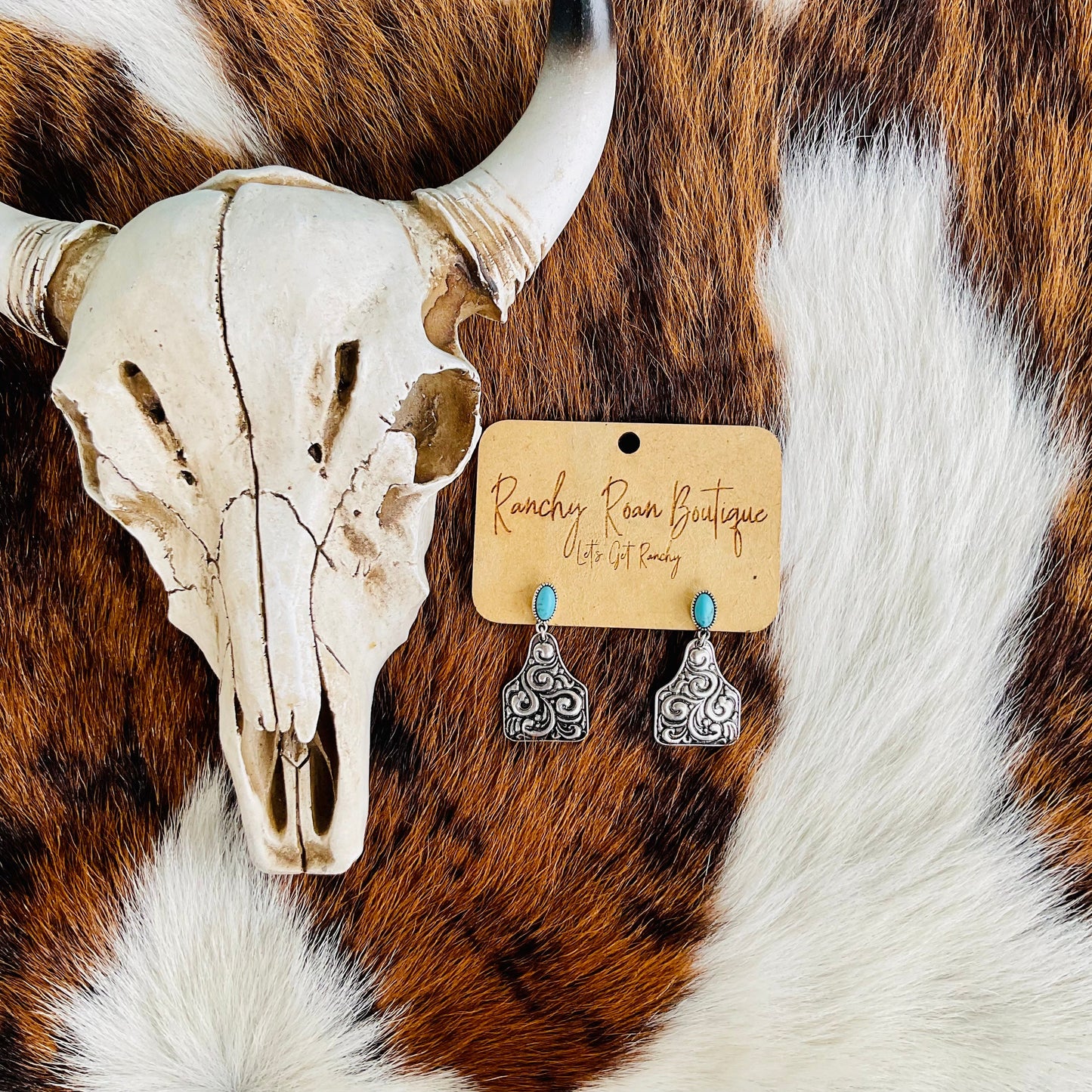 Western 1.5″ Ear Tag Casting Stud Earrings