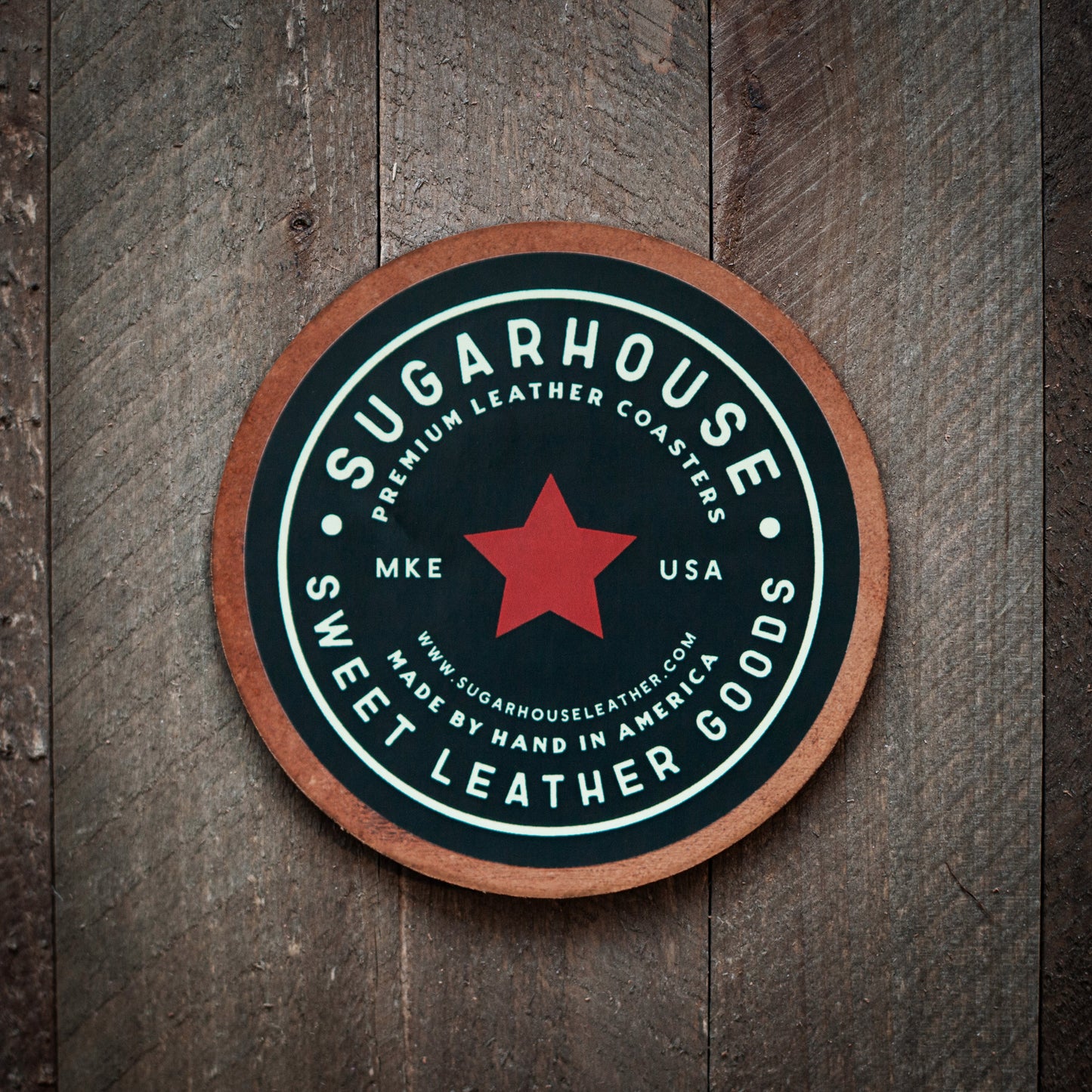 Good Vibes Leather Coaster