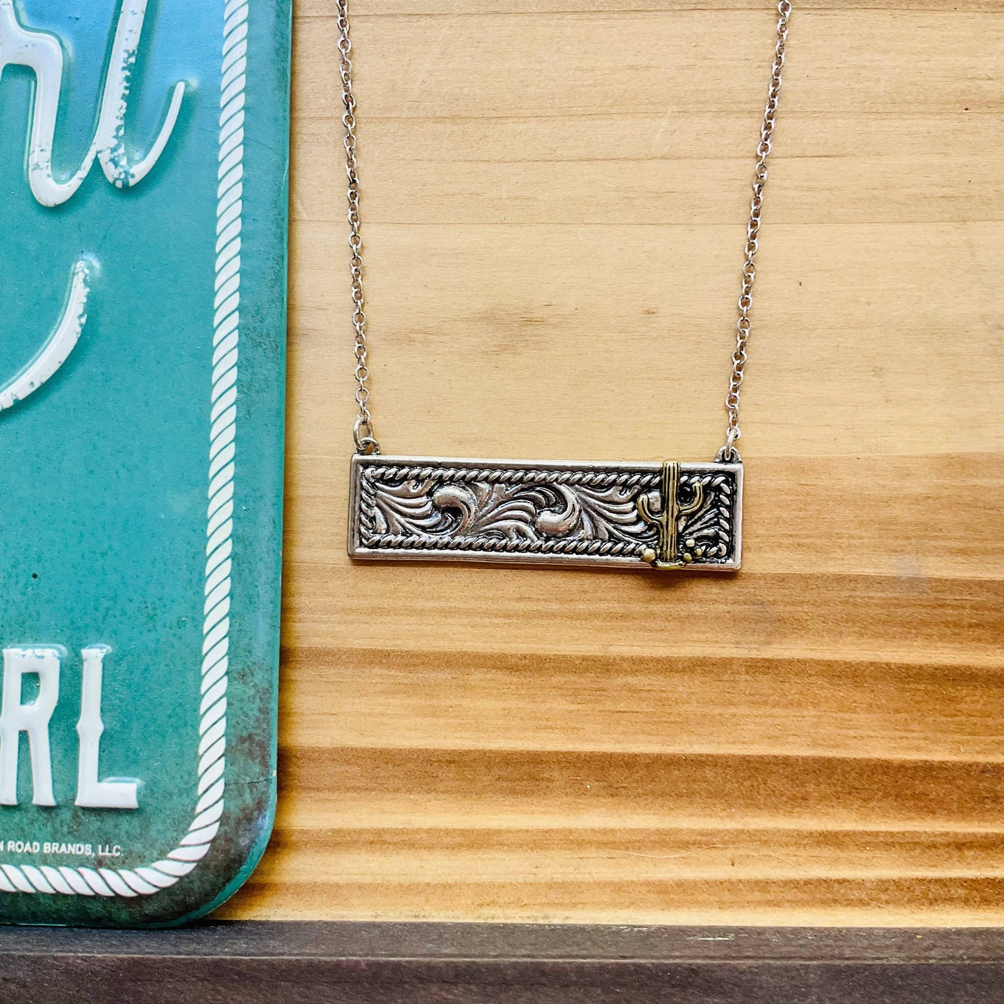 Western Cactus Line Bar Pendant