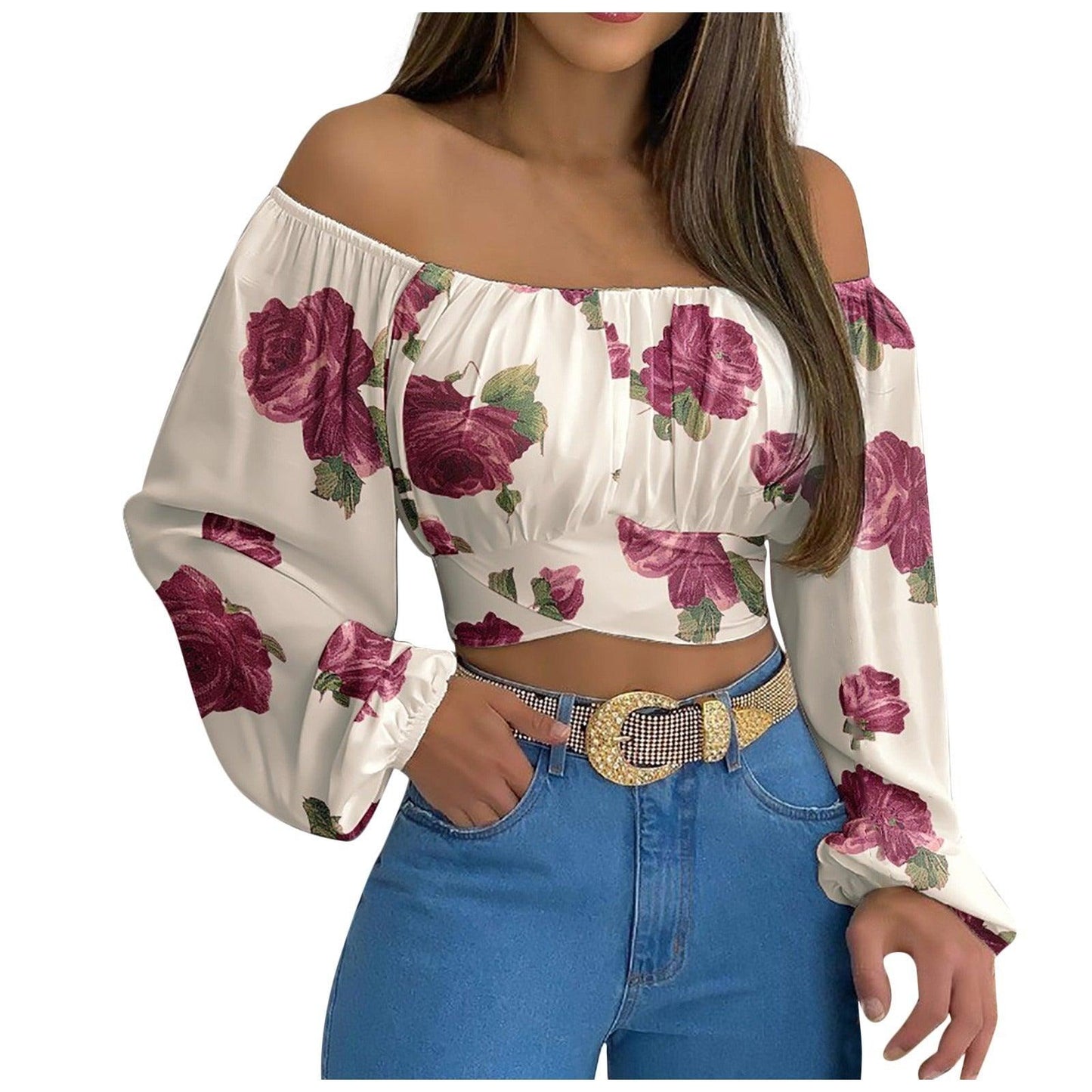 Off Shoulder Cross Tie Long Sleeve Top | Sexy & Trendy Cowgirl Look
