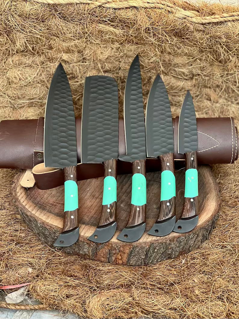 Here’s a fresh, seasonal rewrite with trending keywords and SEO-optimized structure: Product Title: Premium Knofe Set – 13" Forged Stainless Steel Blade with Wenge Wood & Resin Handle + Leather Sheath