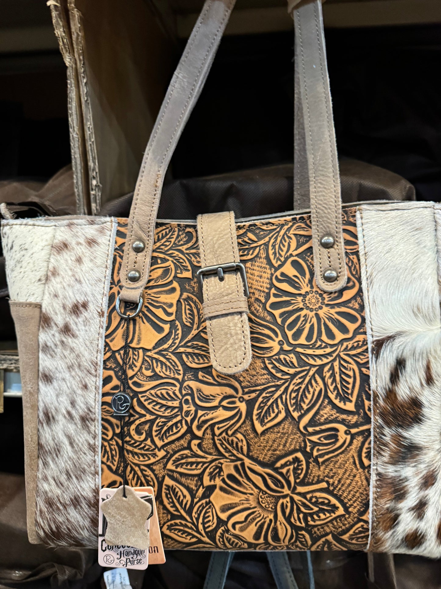 BA2824 Buckle Cowhide Handbag